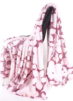 Плед микрофибра розового цвета в сумке 200x230 см