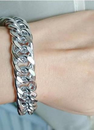 Браслет широкий серебро срібний ланцюг цепочка
