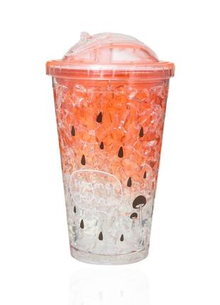 Стакан из пластика для напитков и воды 450мл цвет оранжевый