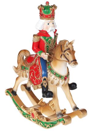 Новогодняя декоративная статуэтка Щелкунчик на коне, 39см