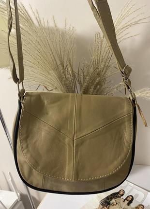 Женская сумка кросс-боди (натуральная кожа) бежевый