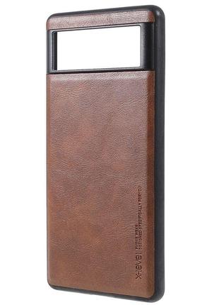 Google Pixel 6A защитный чехол X-LEVEL Leather Back Cover Brown