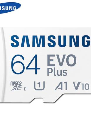 Карта пам'яті Samsung Plus EVO 64GB microSD + SD адаптер