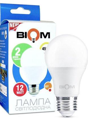 Світлодіодна лампа Biom BT-512 A60 12W E27 4500K матова