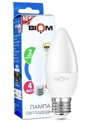 Світлодіодна лампа Biom BT-548 C37 4W E27 4500K матова