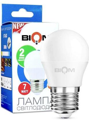 Світлодіодна лампа Biom BT-563 G45 7W E27 3000K матова