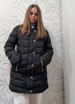 Пальто чорне на зиму / пуховик стьобаний vivo moda