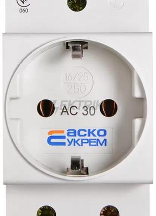 Розетка на DIN-рейку АСКО-УКРЕМ AC30 2Р+РЕ с заземлением белый...