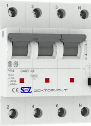Пристрій захисного відключення SEZ PFB4 УЗО 40А 4Р 30mA 10kA Т...
