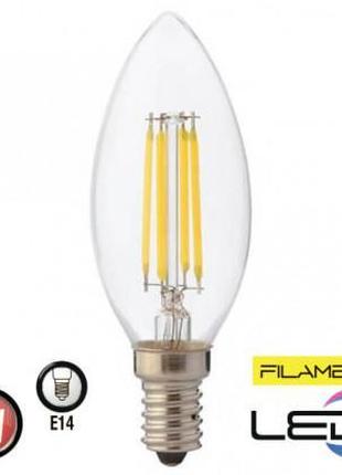 Лампа Светодиодная "Filament candle - 6" 6W свеча Е14 4200К