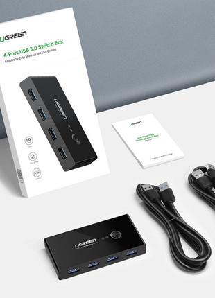 KVM-переключатель Ugreen USB 3.0 Switch Box (4 порта 2 устройс...