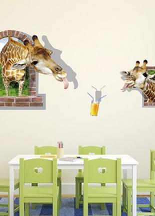Большая 3D наклейка на стену Жирафы ABC