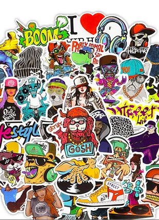 Набор виниловых наклеек стикеров (наклеек) Хип-хоп Стикербомбинг