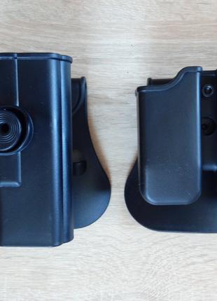 Пластикова поясна кобура для пістолета Glock права + паучер