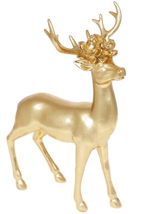 Декоративная фигура Олень с цветами 42см, цвет- золото