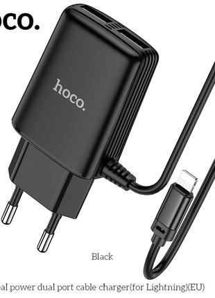 Адаптер мережевий HOCO Lightning cable Real power C82A |2USB, ...