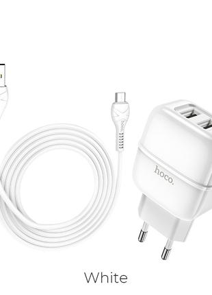 Адаптер мережевий Hoco Micro USB cable Highway C77A |2USB, 2.4A|