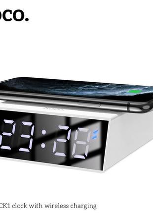 Настільні LED смарт-годинник with Qi Charger HOCO DCK1 |Alarm/...