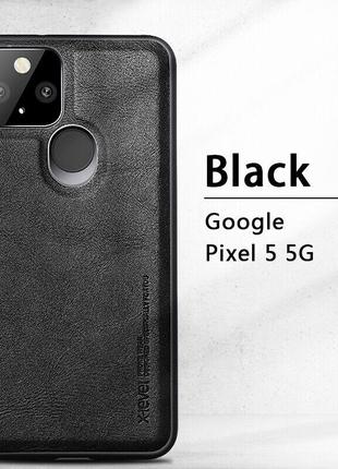 Google Pixel 5 защитный чехол X-LEVEL Leather Back Cover Black