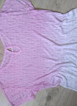 Нежная трикотажная бело-розовая футболка/блуза/ххl/тай-дай