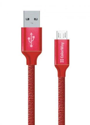 Кабель USB-microUSB 2м ColorWay, червоний (CW-CBUM009-RD) (код...