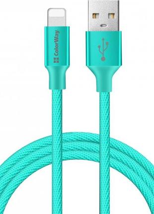 Кабель ColorWay USB- Apple Lightning ColorWay 2.4А 2м мятний (...