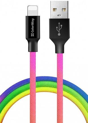 Кабель ColorWay USB - Apple Lightning (multicolor) 2.4А 1м (CW...