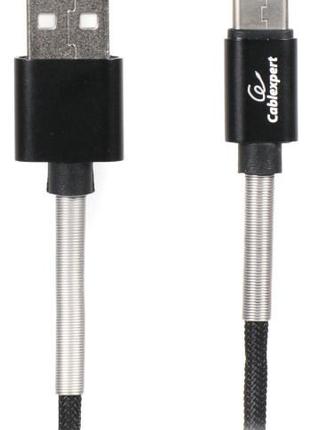 Кабель USB2.0-Type-C 1м Cablexpert, 2.4А, преміум, чорний (CCP...