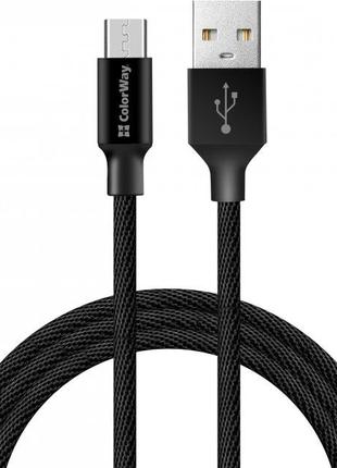 Кабель USB-microUSB 2м ColorWay, чорний (CW-CBUM009-BK) (код 1...