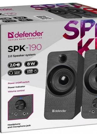 Акустична система 2.0 Defender SPK 190 USB 8W black (код 108103)