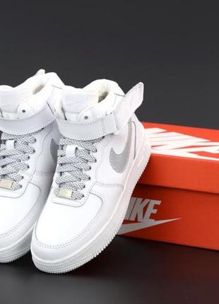 Мужские зимние кожаные кроссовки с мехом nike air force reflec...