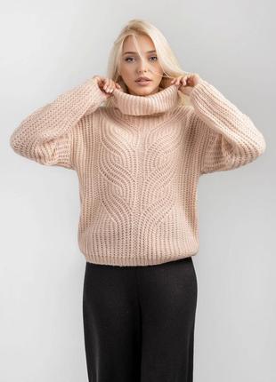 Ажурний теплий светр персиковий / теплый уютный свитер