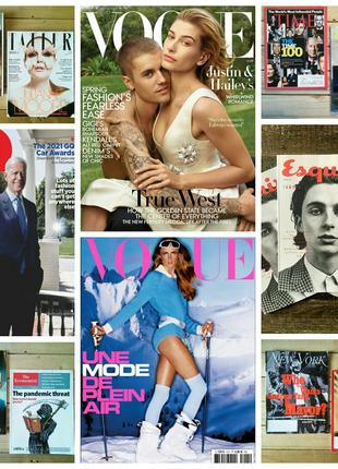 журналы Vogue USA-Fr, GQ, New York, TIME, журнал Esquire