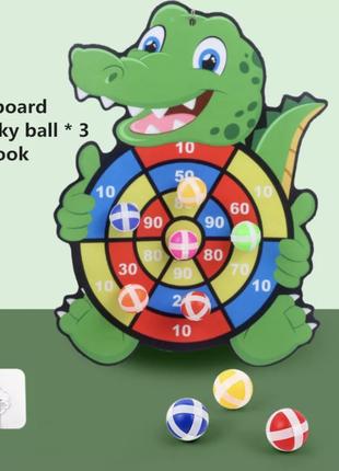 Детский Дартс с липучками крокодил + мячики
