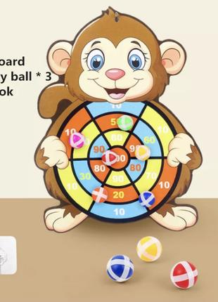 Детский Дартс с липучками обезьянка + мячики