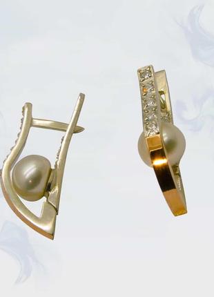 Серьги из серебра с золотыми вставками