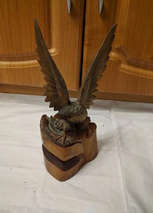 Статуэтка орёл со змеёй деревянная СССР