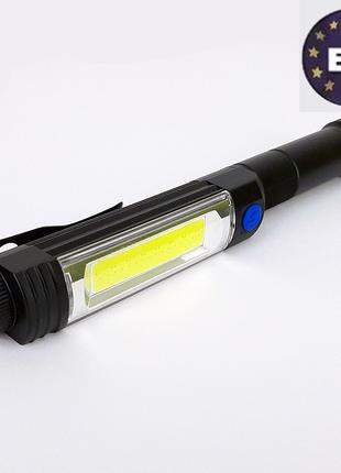 Светодиодный LED фонарик ручной на батарейках 3хAA 6w +COB, IP...