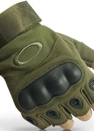 Тактичні безпалі рукавички "Oakley" олива