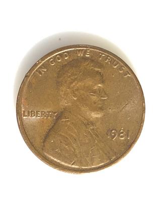 #650 США 1 цент 1981 Лінкольн Цент (без мітки монетного двору)