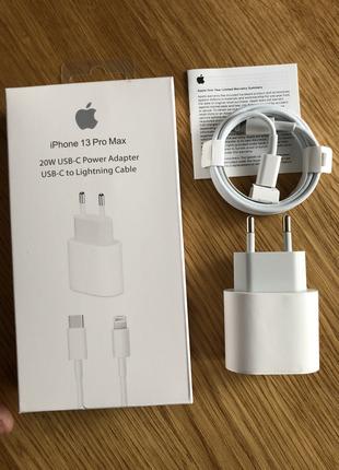 Быстрая Зарядка для iPhone 13 Pro Max 20W USB-C + Кабель Type-...
