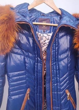 Зимняя куртка пальто с мехом и натуральным пухом