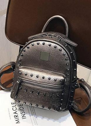 Качественный женский мини рюкзак темно-серый