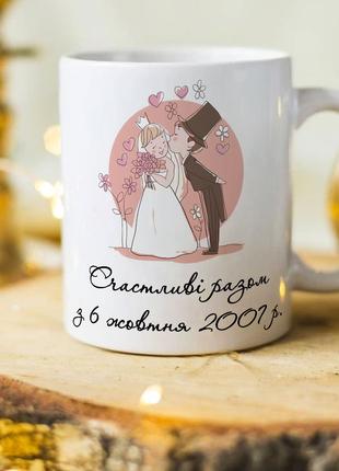 Чашка для мужа или жены на годовщину свадьбы (дата ваша)