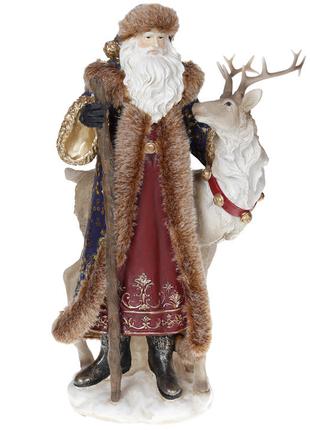 Новогодняя фигура Санта с оленем, 38.5см, цвет - синий с красным