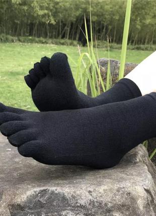 Шкарпетки високі чорні базові з пальцями бавовняні унісекс без...