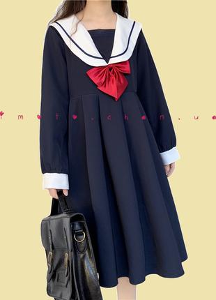Японское черное платье с матроской форма аниме косплей
