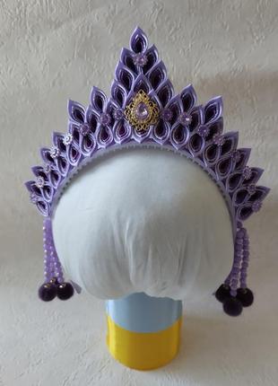 Фіолетова бузкова корона обруч обідок. сніжинка, снігуронька, ...