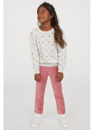 Дитячі однотонні вельветові штани трегінси h&m на дівчинку 31387