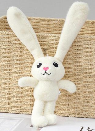 Брелок Растягивающийся кролик с длинными ушками 30 см, белый